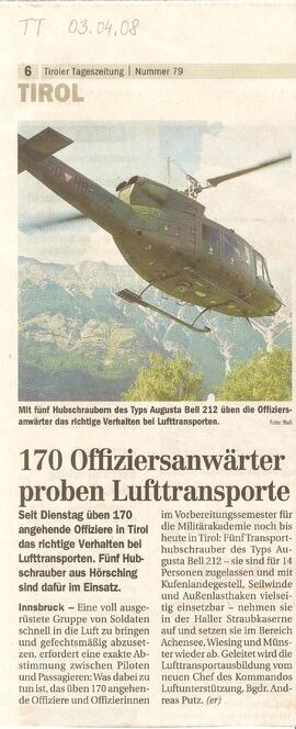 170 Offiziersanwärter proben Lufttransporte