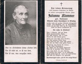 Julianna Klammer, geb. Riedmann, Bäuerin beim Überführer, im 79. Lebensjahr