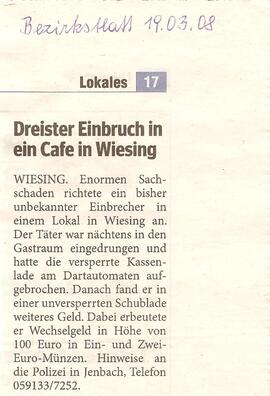 Dreister Einbruck in ein Cafe in Wiesing