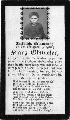 Franz Öbwieser, im 18. Lebensjahr