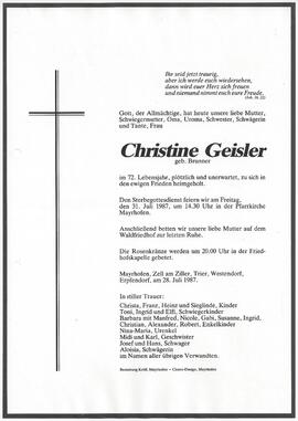 Geisler Christine, geboren Brunner