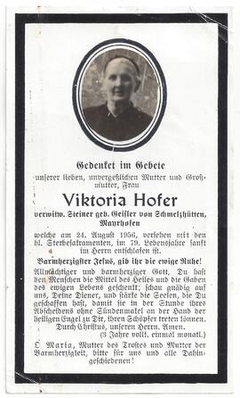 Hofer Viktoria, geborene Geisler, verwitwte Steiner