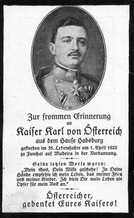 von Habsburg Karl I. Franz Joseph Ludwig Hubert Georg Otto Maria