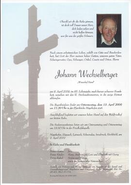Wechselberger Johann, vulgo "Wiesenhof Hansl"