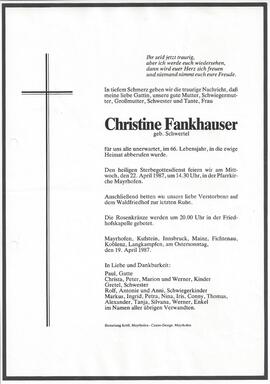 Fankhauser Christine, geborene Schwertel