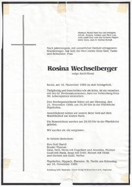 Wechselberger Rosina, vulgo "Aschl Rosal"