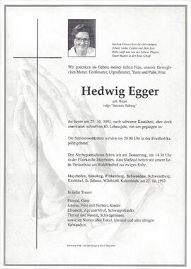 Egger Hedwig, geborene Hotter, vulgo &quot;Saustein Hedwig&quot;