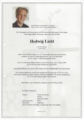 Liebl Hedwig, geborene Wechselberger, vulgo "Penz Hedwig"