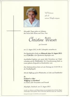 Wieser Christine, geborene Dworschak