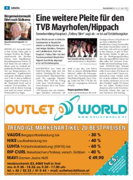 Eine weitere Pleite für den TVB Mayrhofen/Hippach