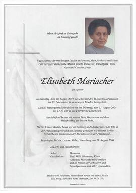 Mariacher Elisabeth, geborene Sparber