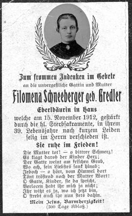 Schneeberger Filomena, geborene Gredler