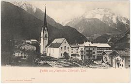 Mayrhofen Ansicht des Ortskerns m. Pfarrkirche
