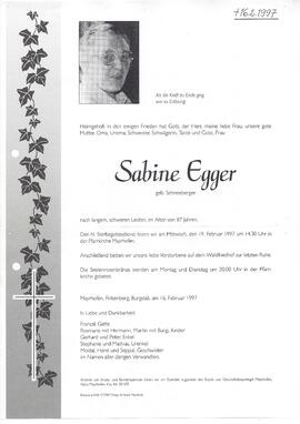 Egger Sabine, geborene Schneeberger