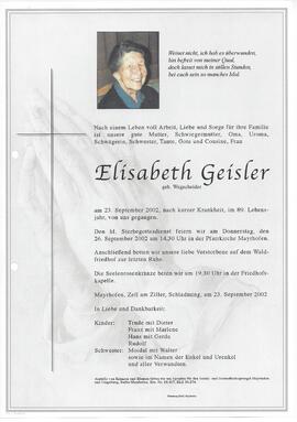 Geisler Elisabeth, geborene Wegscheider