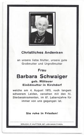 Schwaiger Barbara, geboren Müllauer