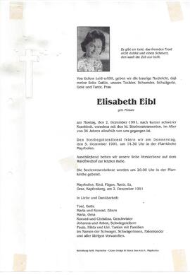 Eibl Elisabeth, geborene Prosser