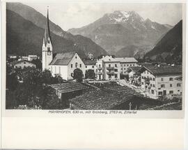 Kirche und Dorf Mayrhofen um 1910