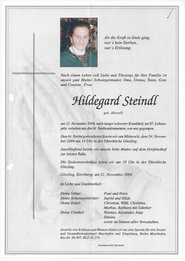 Steindl Hildegard, geborene Miorelli