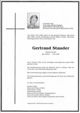 Stauder Gertraud, geborene Steiner, vulgo &quot;Stauder Traudl&quot;