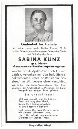 Kunz Sabina, geborene Moser