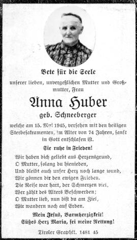 Huber Anna, geborene Schneeberger