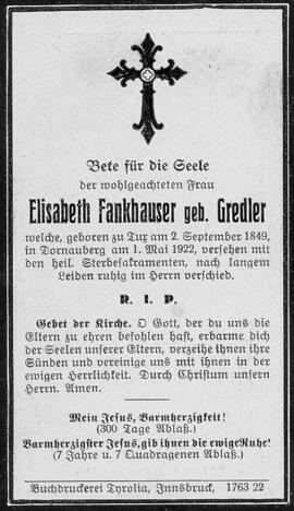 Fankhauser Elisabeth, geborene Gredler