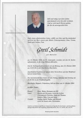 Schmidt Gretl, geborene Mariacher