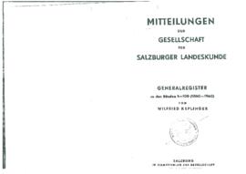 Mitteilungen der Gesellschaft für Salzburger Landeskunde