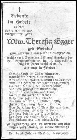 Egger Theresia, geboren Geisler