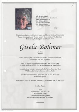 Böhmer Gisela, geborene Beirer