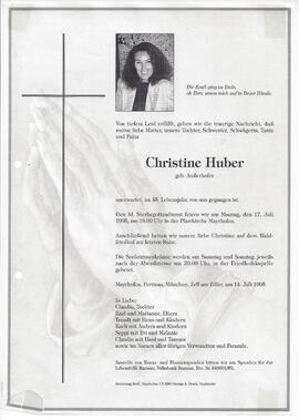 Huber Christine, geborene Außerhofer