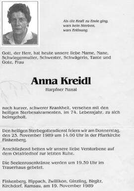 Kreidl Anna, vulgo "Harpfner Nanal"
