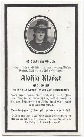 Klocker Aloisia, geboren Heinz