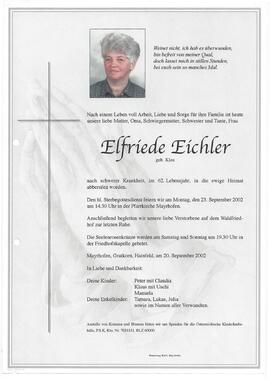 Eichler Elfriede, geboren Klos