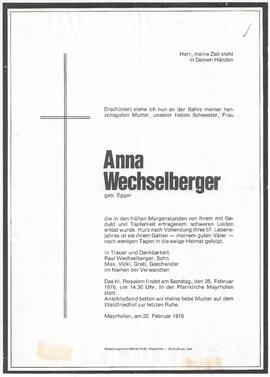 Wechselberger Anna, geborene Egger