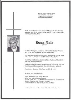 Mair Rosa, geborene Mair