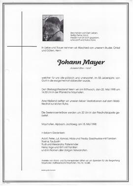 Mayer Johann, vulgo &quot;Kasselerhütten-Hansl&quot;