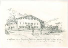 Oberer Dorfplatz, &quot;Lackner&quot;, Gasthof Alte Post im Jahr 1898