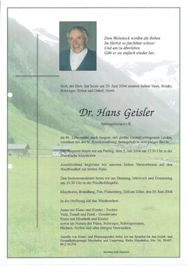 Geisler Dr. Hans