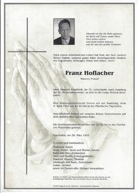 Hoflacher Franz, vulgo &quot;Wasserer Franzal&quot;
