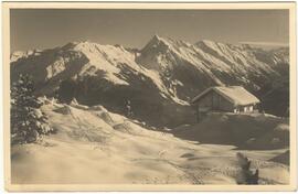 Gschößwandhütte Finkenberg gegen Kolm im Winter