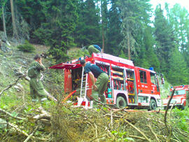 Hilfeleistung für  FF Pfunds, Waldbrand Tscheywiese