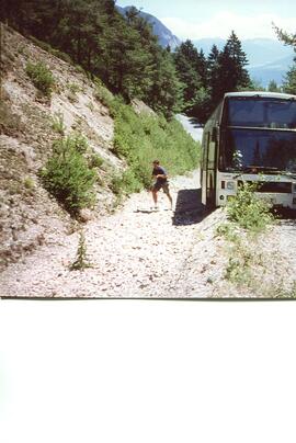 Busunfall B177, Reisebuss aus Estland, Bremsversagen, Bus fuhr in den Bremsweg