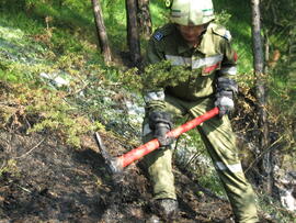Waldbrand in Hochzirl oberhalb Mittenwaldbahn, Bahnkilometer 13,9