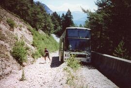 Busunfall B177, Reisebuss aus Estland, Bremsversagen, Bus fuhr in den Bremsweg