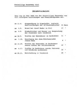 Tätigkeitsbericht der Freiwilligen Feuerwehr Zirl