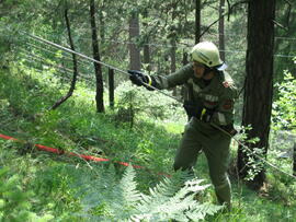 Waldbrand in Hochzirl oberhalb Mittenwaldbahn, Bahnkilometer 13,9