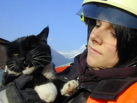 Rettung einer eingeklemmten Katze auf einer Baustelle im Xanderweg