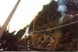 Waldbrand entlang der Mittenwaldbahn, 14 Brandstellen, von KM 7 bis 8,5